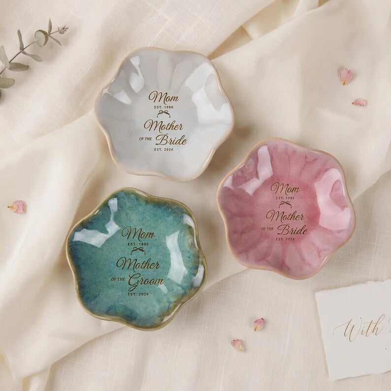 This custom ring dish is a beautiful wedding gift for mom, perfect for holding her precious jewelry.