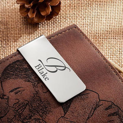 Custom stainless steel money clip engraved with a monogram, the best money clip for dad for Father's Day 2026.