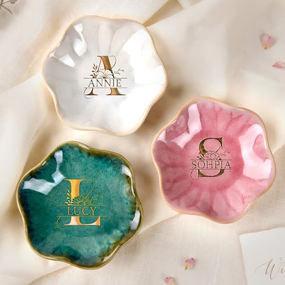 This custom monogrammed ring dish is a beautiful gift for mom, perfect for holding her jewelry.