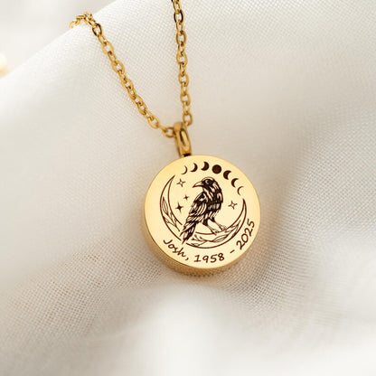 The perfect personalized urn jewelry for a remembrance gift, offering comfort through a moon cycle necklace.