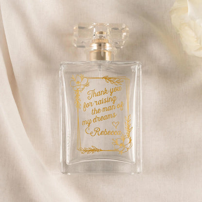 Meaningful Personalized Mother of Groom Glass Perfume Bottle created as lasting wedding gift for mom and mother of the groom gifts  