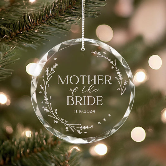Personalized Mother of The Bride Glass Ornament as thoughtful mother of the bride gifts  