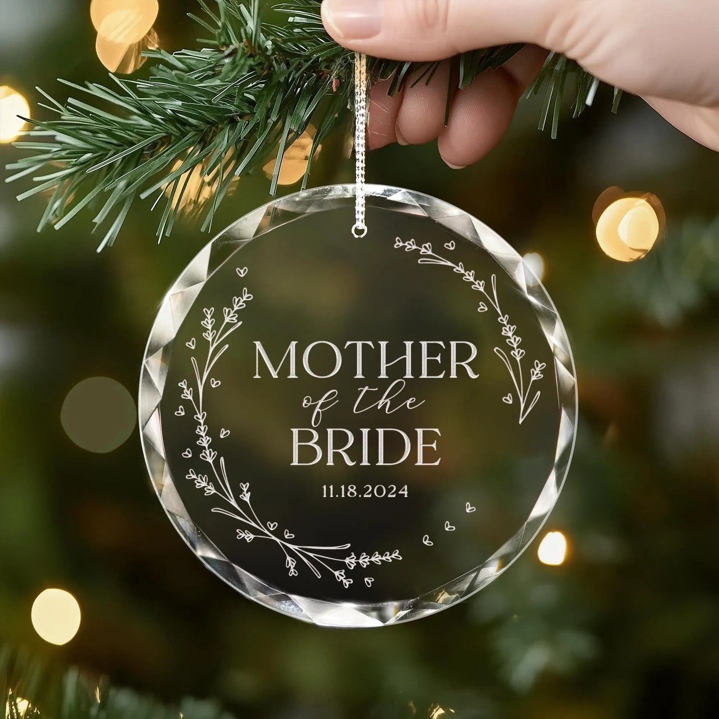 Mother of the bride gifts made special with elegant engraved wedding ornaments  