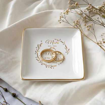 Personalized Mother of the Bride Jewelry Dish, a sentimental and high-quality wedding keepsake.