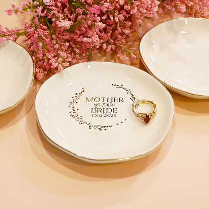 Wedding gift for mom featuring personalized ring dish for bridal party or ceremony day  