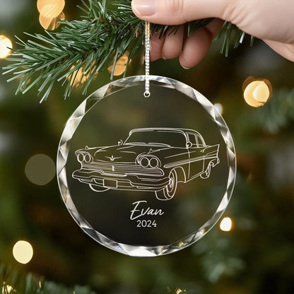 The ideal gift for new car owners, this Personalized New Car Glass Ornament is a custom new car ornament.