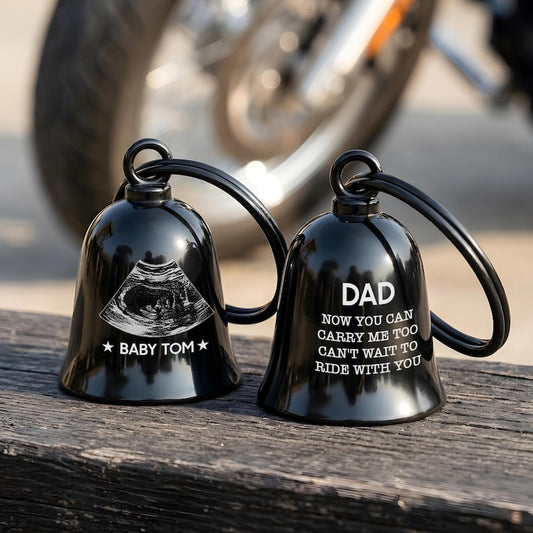Personalized New Dad Guardian Bell, a high-quality protective motorcycle bell for expecting fathers.