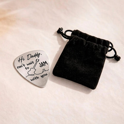 This custom guitar pick features a cherished ultrasound photo, making it a unique Father's Day gift.