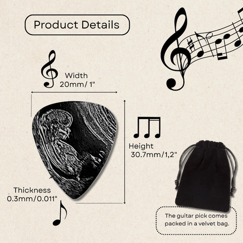 High-quality engraved guitar picks, ideal for those seeking a premium sonogram gift for dad.