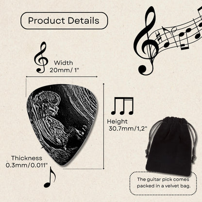 High-quality engraved guitar picks, ideal for those seeking a premium sonogram gift for dad.