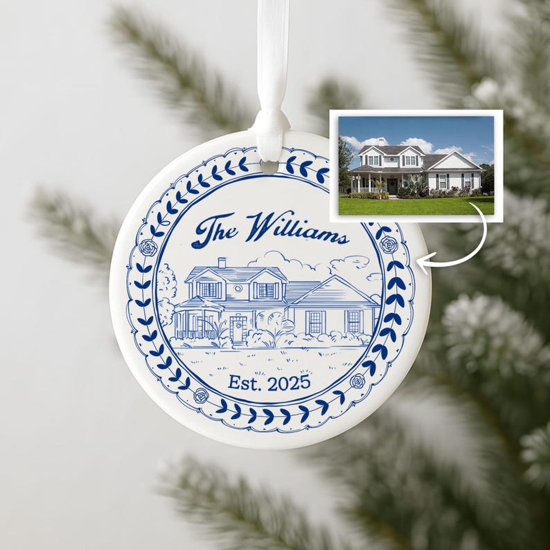 A Personalized New Home Ceramic Ornament, a beautiful new home ornament and perfect house warming gift for new owners.