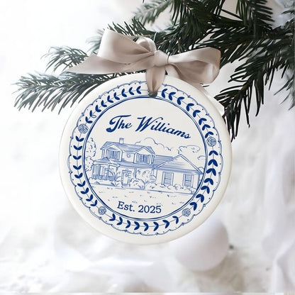 The ideal house warming gift, this Personalized New Home Ceramic Ornament is a custom photo ornament for the new home.