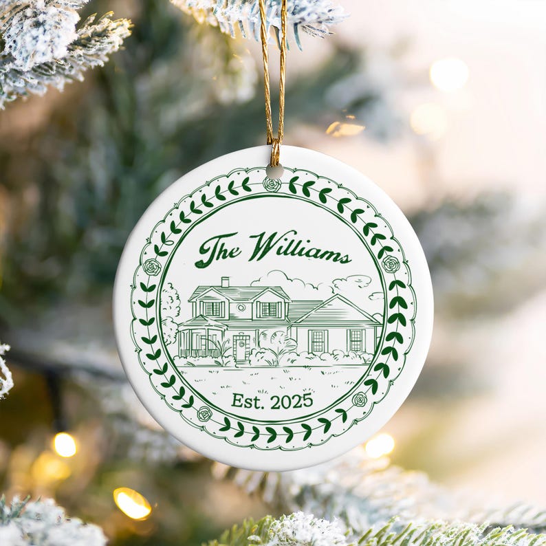 A unique new home ornament, the Personalized New Home Ceramic Ornament is a lovely custom printed ornament.