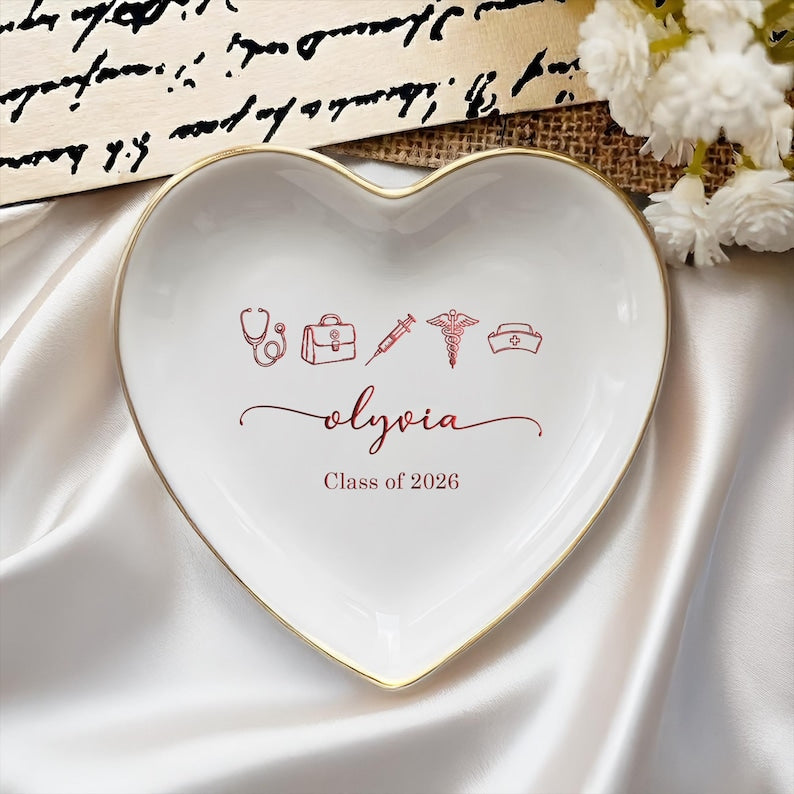 Personalized Nurse Graduation Ring Dish for Class of 2026, a high-quality and professional gift.