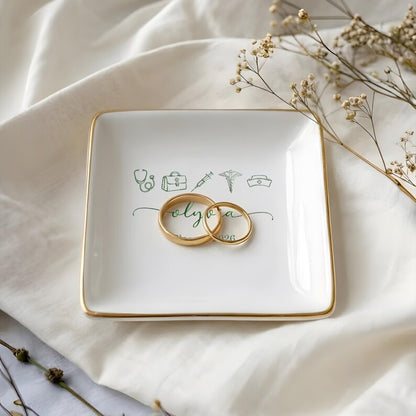 This custom nurse ring dish is the perfect graduation gift for a future RN or nursing student.