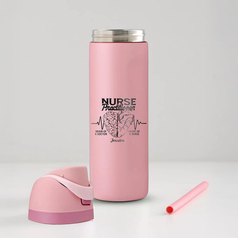 The perfect customized graduation gift, this etched water bottle is a must-have for new NP graduates.