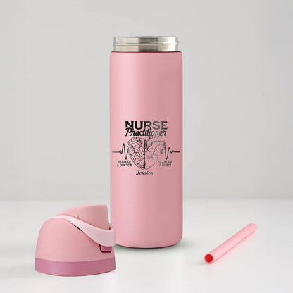 The perfect customized graduation gift, this etched water bottle is a must-have for new NP graduates.