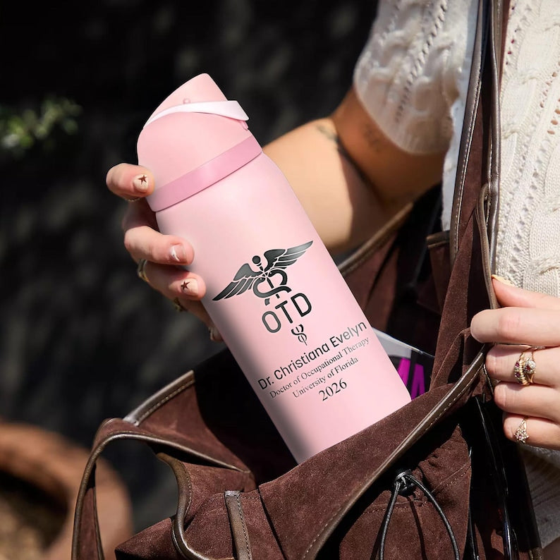 Personalized OTD Degree 24oz Water Bottle for Class of 2026, a high-quality and professional gift.