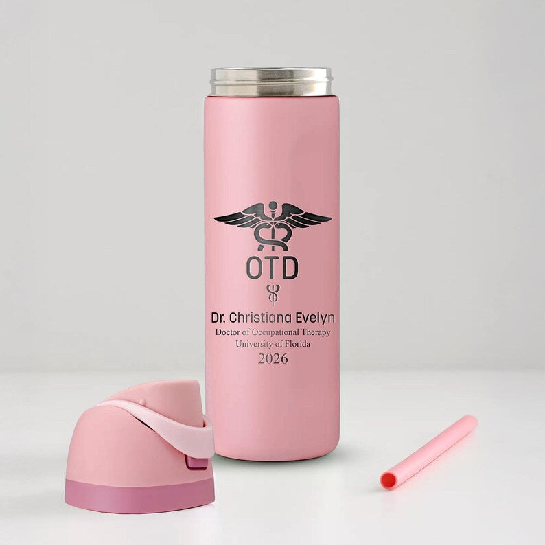 High-quality engraved graduation gifts, ideal for those seeking a durable 24oz water bottle for OTD grads.