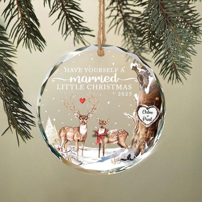 A Mr. and Mrs. Christmas ornament, this custom photo ornament is one of the best personalized Christmas ornaments for newlyweds.