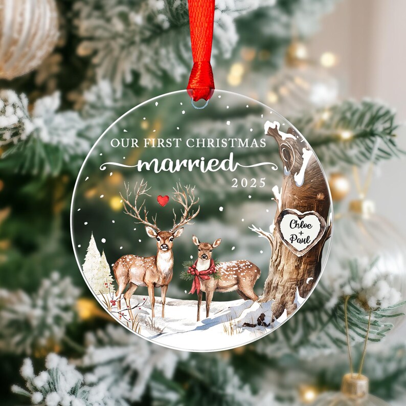 The ideal first Christmas married ornament, a personalized Christmas ornament and unique custom photo ornament.