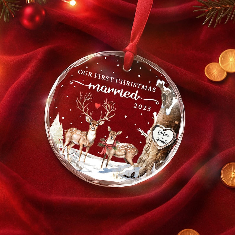 A beautiful wedding ornament, this custom printed ornament is a lasting memento of a couple's special day.