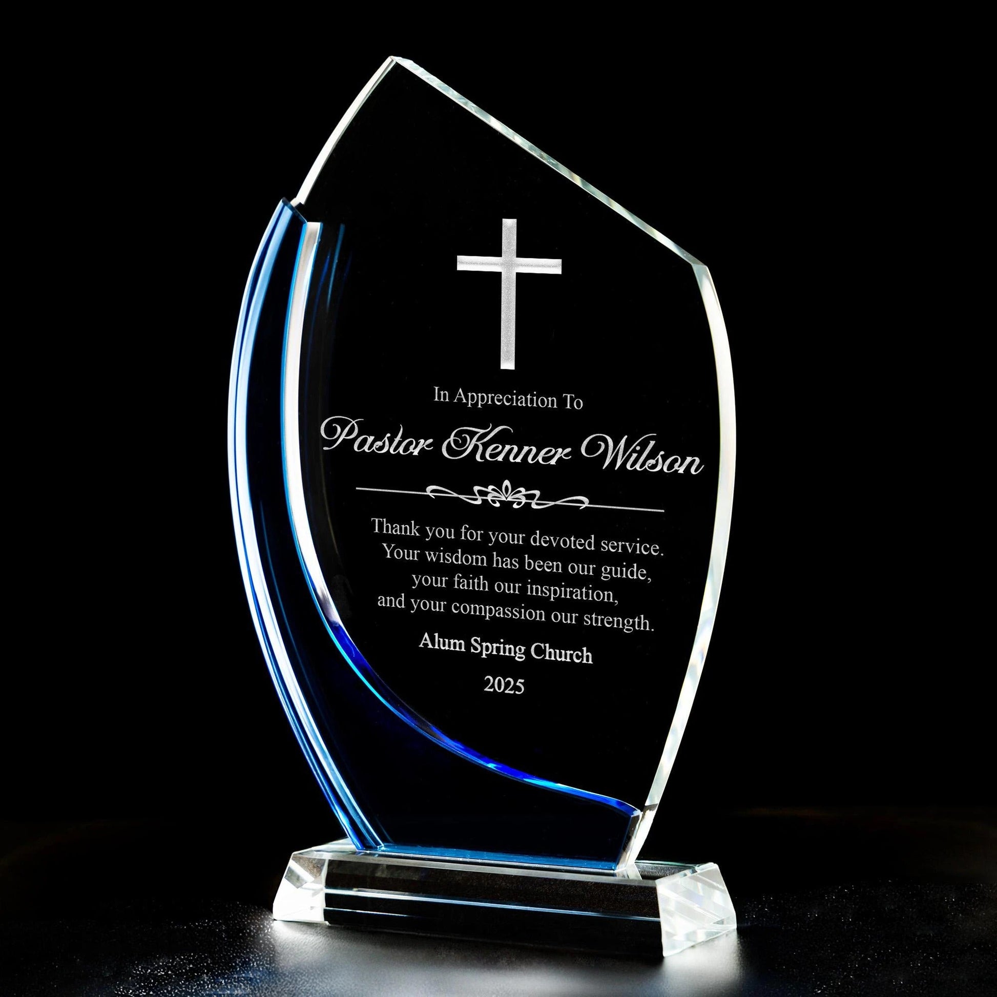 Unique Personalized Pastor Appreciation Award crafted as thoughtful church staff gifts and christian gifts