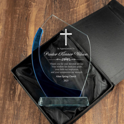Elegant crystal Personalized Pastor Appreciation Award for pastor appreciation award ceremonies and church staff gifts