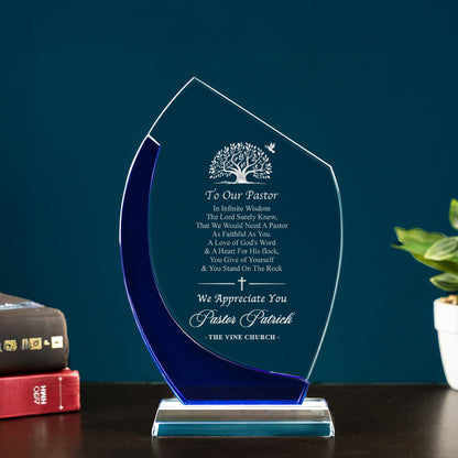 Personalized Pastor Appreciation Award, a custom award and thoughtful thank you gift for a minister.