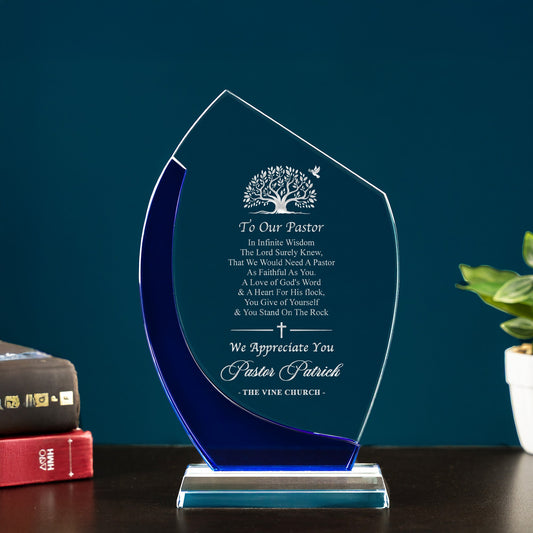 Personalized Pastor Appreciation Award, a custom award and thoughtful thank you gift for a minister.