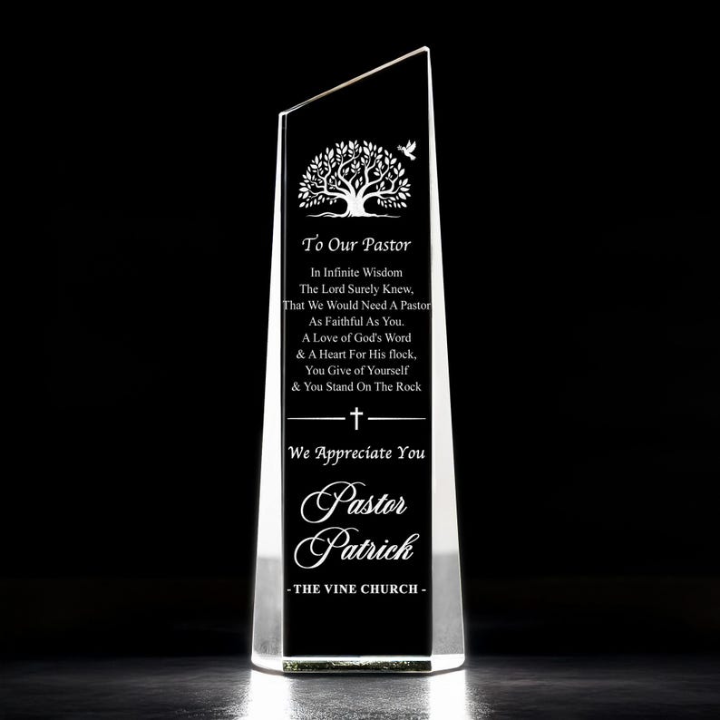 The perfect pastor's appreciation gifts, this Custom Thank You Gift for Minister serves as an elegant recognition plaque.