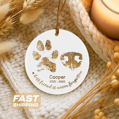 An engraved Christmas ornament, the Personalized Paw and Nose Ceramic Ornament features a detailed dog nose ornament design.