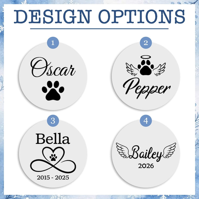 Engraved Christmas ornaments designed to hold pet fur, offering a lasting pet remembrance keepsake.