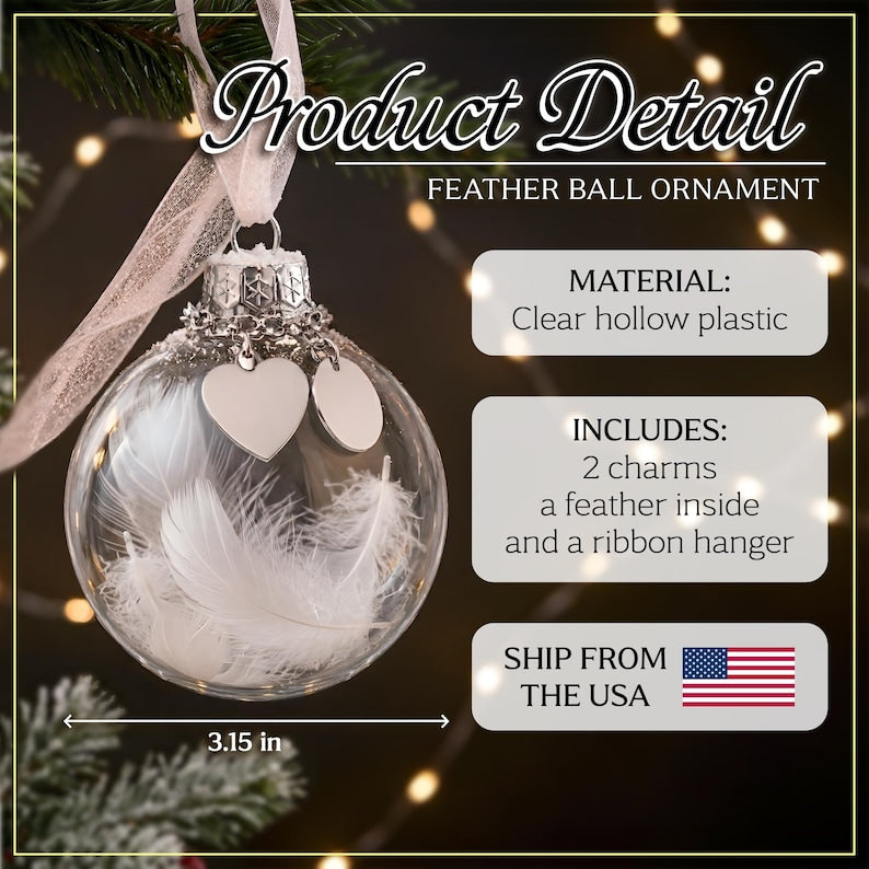 A touching pet memorial ornament with feather accent, serving as a thoughtful condolence gift.