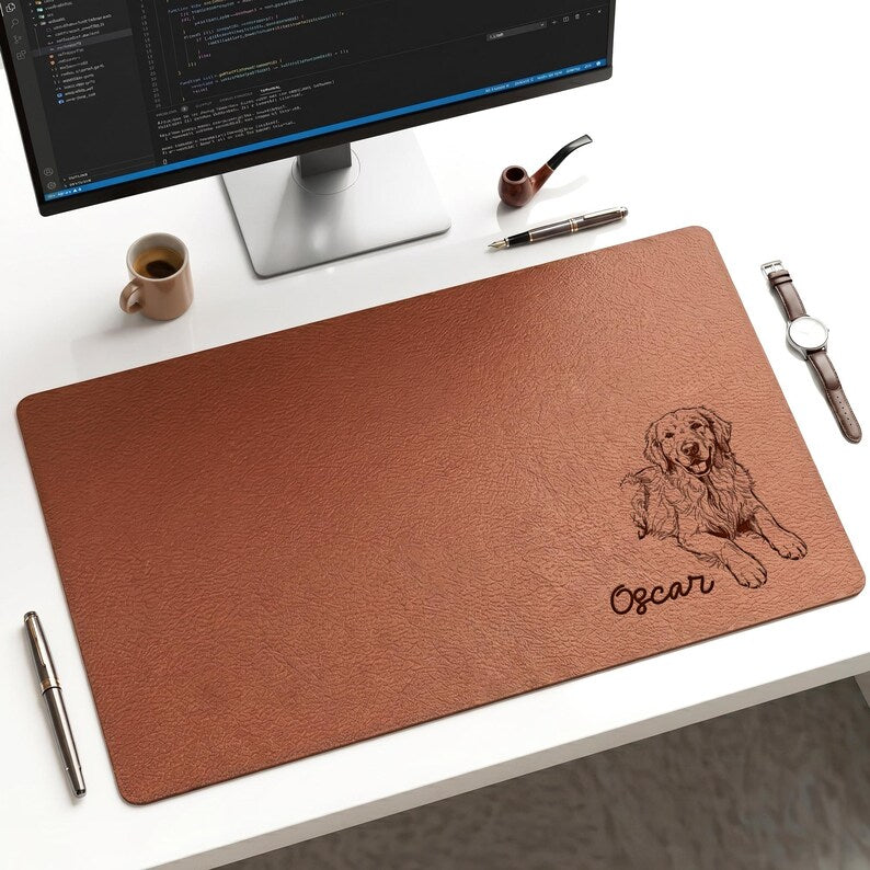 Desk accessories for dad like this leather keyboard mat, an excellent choice for a father's day gift for office desk.