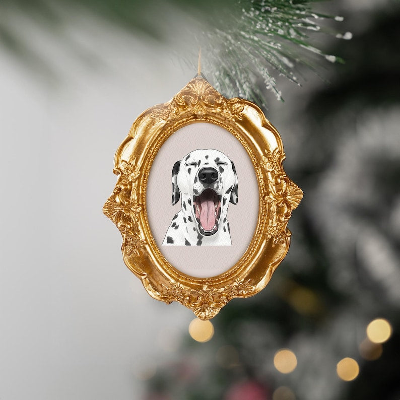 This photo in ornament gift, the Personalized Pet Watercolor Frame Ornament, is a beautiful personalized pet ornament for Christmas.