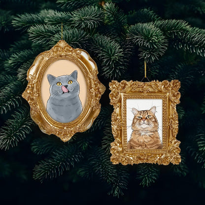 A Personalized Pet Watercolor Frame Ornament, a unique personalized pet ornament and beautiful watercolor Christmas ornament.