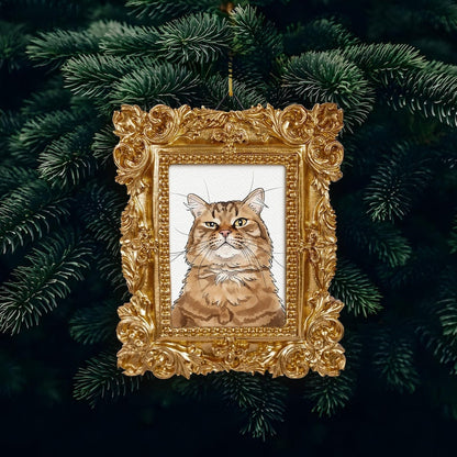 An elegant watercolor Christmas ornament, this Personalized Pet Watercolor Frame Ornament beautifully captures your pet's photo.