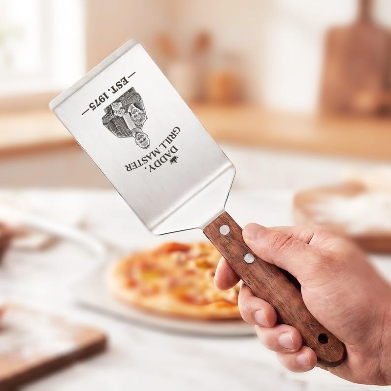 Custom laser cut spatula and engraved spatula tool, making a great gift for a grill master dad.