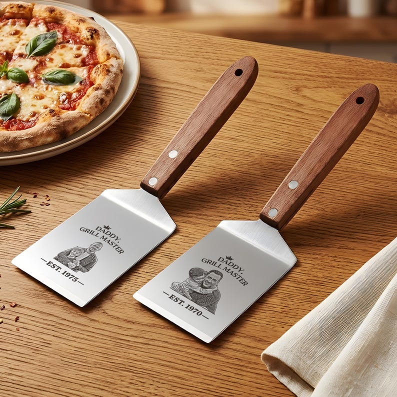 Father's day grilling gifts like this personalized grill spatula, perfect for a dad grill master for Father's Day 2026.