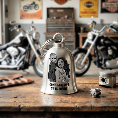 Dad motorcycle bell and personalized harley davidson gifts, serving as a protective custom motorcycle bell for biker dads.