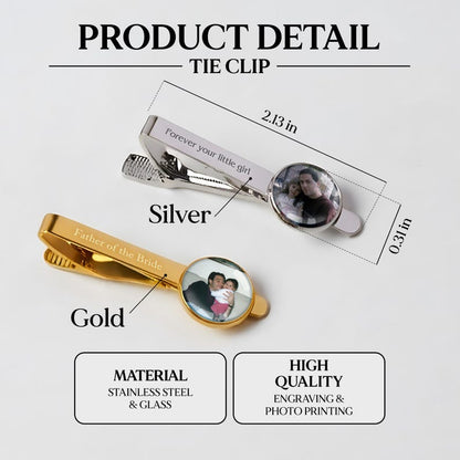 Engraved tie clip with a custom photo, an ideal choice for engraved gifts for dad and family keepsakes.