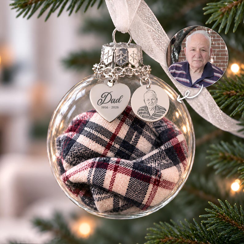 A touching memorial ornament with picture, designed as a lasting sympathy gift for loved ones.