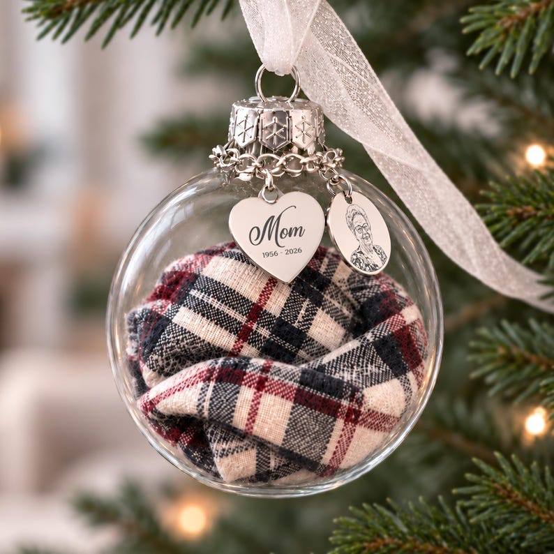 Unique photo feather ornament, serving as a gentle condolence gift during Christmas time.