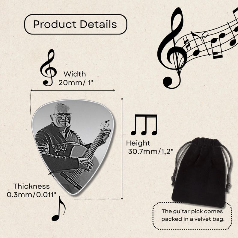 High-quality laser engraved guitar picks, ideal for those seeking premium memorial photo gifts.