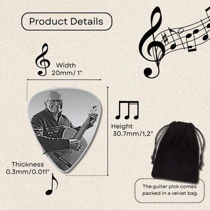High-quality laser engraved guitar picks, ideal for those seeking premium memorial photo gifts.