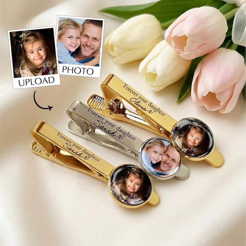 Personalized Photo Graduation Tie Clip for Class of 2026, a high-quality and sentimental gift.