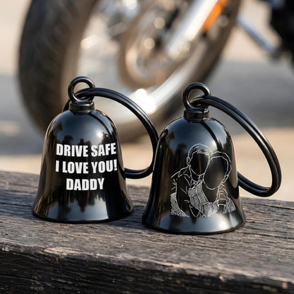 Personalized Photo Guardian Bell for Dad, a high-quality and protective custom motorcycle bell.