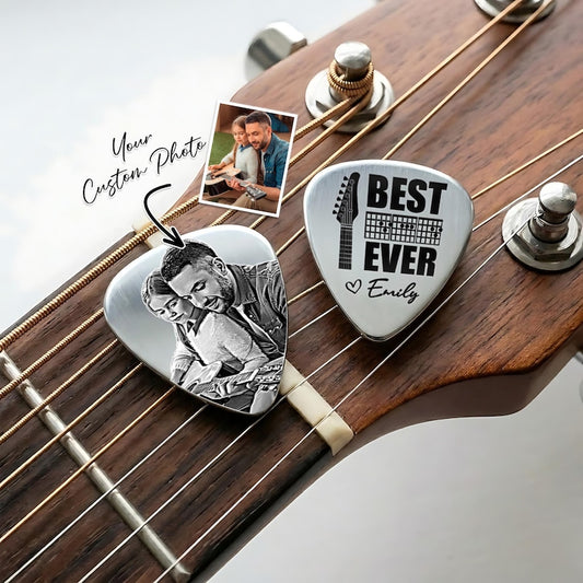 Personalized Photo Guitar Pick for Dad, a high-quality and custom plectrum for Father's Day.