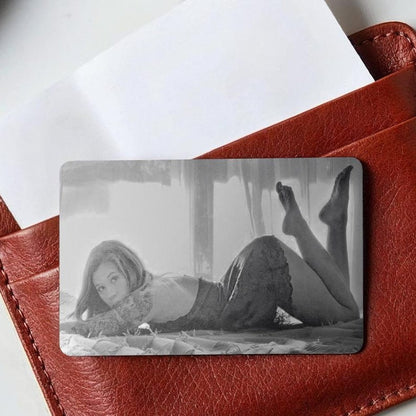 This wallet insert card personalized with a photo is an ideal couple Valentine's gift and a fun engraved keepsake.